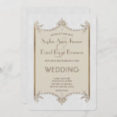チャーム フラワーリング アートデコ 20年代 白革 ウェディング 招待状 (正面/裏面)