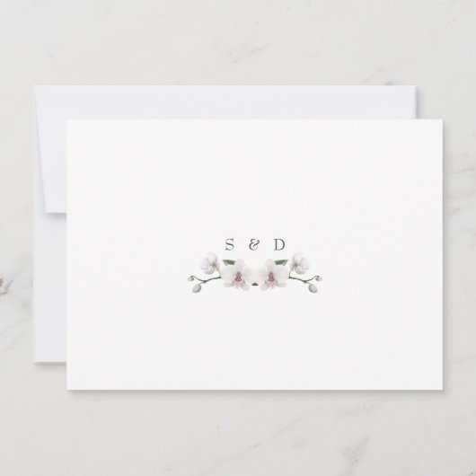 チャーム ホワイト オーキッド ウェディング カリグラフィー セーブザデート (裏面)