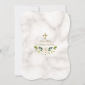 チャーム ホワイト フラワーズ ゴールド ファースト ホーリー コミュニオン 招待状 (裏面)