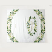 チャーム ホワイト フラワーズ ブライダル シャワー フォトブース プロップ タペストリー (正面(横))