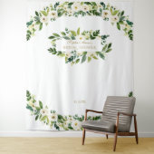 チャーム ホワイト フラワーズ ブライダル シャワー フォトブース プロップ タペストリー (インサイチュ)