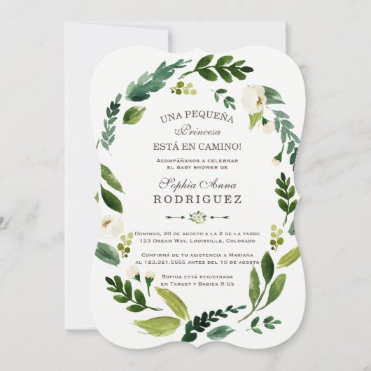 チャーム ホワイト フラワーズ ベビーシャワーの招待状 招待状 (正面)