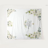 チャーム ホワイト フラワーズ 1歳 誕生日 洗礼 プロップ タペストリー (正面(横))