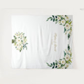 チャーム ホワイト フラワー ウェディング フォトブース 背景 タペストリー (正面(横))