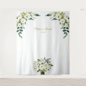 チャーム ホワイト フラワー ウェディング フォトブース 背景 タペストリー (正面)