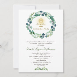 チャーム ユーカリの葉 クロス 初聖体拝領 招待状