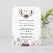 チャーム ラベンダー ピンク フローラル アントラーズ ウェディング 招待状 (スタンド正面)