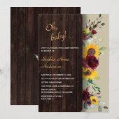 チャーム ロイヤル バーガンディ ひまわり ブライダル ティーパーティー 招待状 (正面/裏面)