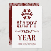 チャーム 赤と白のハッピー ニューイヤー シーズンカード (正面/裏面)