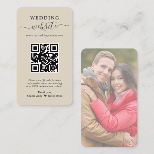 チャームQRコードフォト結婚のWebサイトのエンクロージャカード 名刺 (正面/裏面)