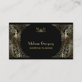 チャームQRコード金ゴールドアールデコPeacocksプロフェッショナル 名刺 (正面)