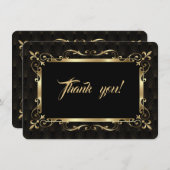チャームRoaring 20s金ゴールドアールデコ結婚s Thank You サンキューカード (正面/裏面)