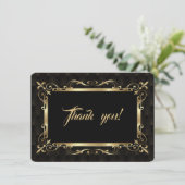 チャームRoaring 20s金ゴールドアールデコ結婚s Thank You サンキューカード (スタンド正面)