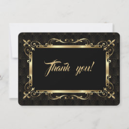 チャームRoaring 20s金ゴールドアールデコ結婚s Thank You サンキューカード