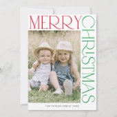 チャーリカラフルーおもしろい家族の写真メリークリスマス シーズンカード (正面)