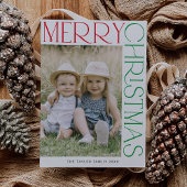 チャーリカラフルーおもしろい家族の写真メリークリスマス シーズンカード