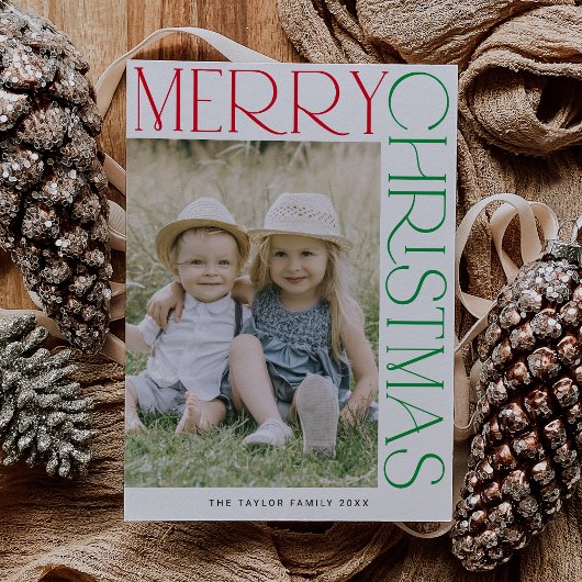 チャーリカラフルーおもしろい家族の写真メリークリスマス シーズンカード