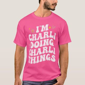 チャーリーのことをするよ レトロでグルービーなカスタムデザイン Tシャツ