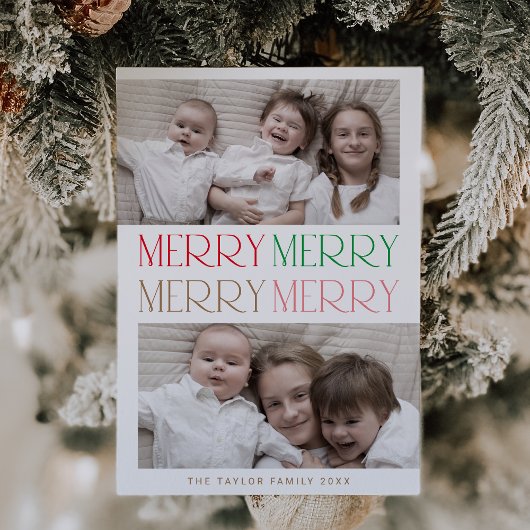 チャーリーカラフル2フォトおもしろいメリーメリークリスマス シーズンカード