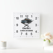 チャーリークラシックズカーガレージ スクエア壁時計 (ホーム)