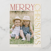 チャーリークリームゴールドフォイルおもしろい写真メリークリスマス 箔シーズンカード (正面)
