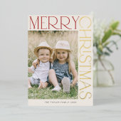チャーリークリームゴールドフォイルおもしろい写真メリークリスマス 箔シーズンカード (立ち正面)