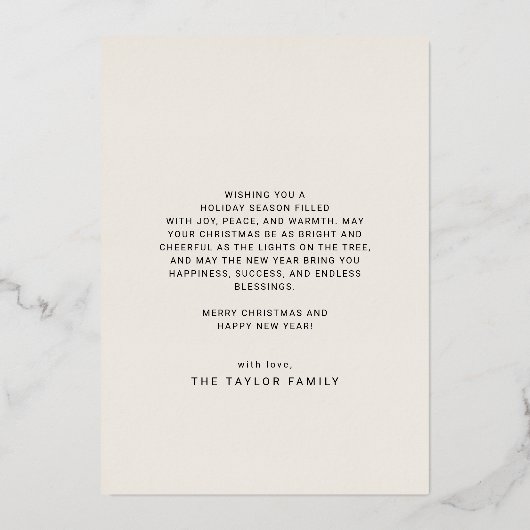 チャーリークリームゴールドフォイルおもしろい写真メリークリスマス 箔シーズンカード (裏面)