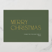 チャーリーグリーンフォイルシンプルファミリーメリークリスマス 箔シーズンカード (正面)