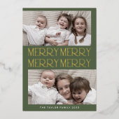 チャーリーグリーンフォイル写真おもしろいメリーメリークリスマス 箔シーズンカード (正面)