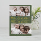 チャーリーグリーンフォイル写真おもしろいメリーメリークリスマス 箔シーズンカード (立ち正面)