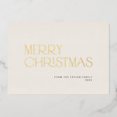 チャーリーゴールドフォイルシンプルファミリーメリークリスマス 箔シーズンカード (正面)