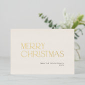 チャーリーゴールドフォイルシンプルファミリーメリークリスマス 箔シーズンカード (立ち正面)