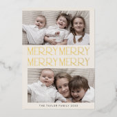 チャーリーゴールドフォイル写真おもしろいメリーメリークリスマス 箔シーズンカード (正面)