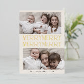 チャーリーゴールドフォイル写真おもしろいメリーメリークリスマス 箔シーズンカード (立ち正面)
