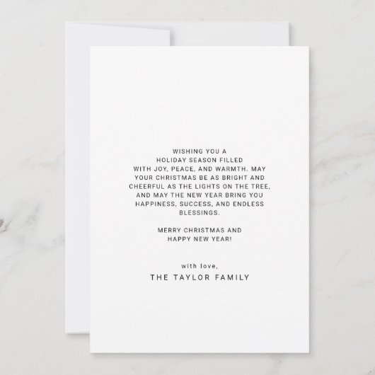 チャーリーブラックメリーアーチ明るい写真クリスマス シーズンカード (裏面)