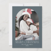 チャーリーブルーアーチクリスマス写真おもしろいメリークリスマス シーズンカード (正面)