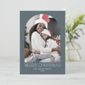 チャーリーブルーアーチクリスマス写真おもしろいメリークリスマス シーズンカード (スタンド正面)