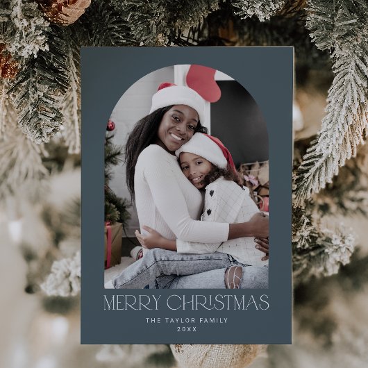 チャーリーブルーアーチクリスマス写真おもしろいメリークリスマス シーズンカード