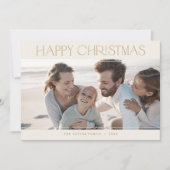 チャーリーモダン金ゴールド家族の写真ハッピークリスマス シーズンカード (正面)