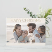 チャーリーモダン金ゴールド家族の写真ハッピークリスマス シーズンカード (スタンド正面)