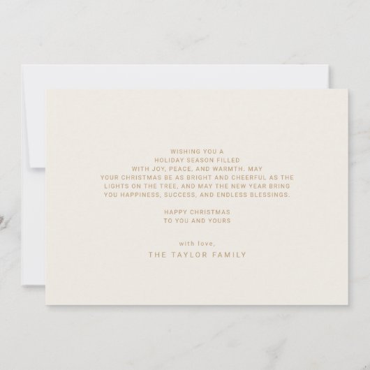 チャーリーモダン金ゴールド家族の写真ハッピークリスマス シーズンカード (裏面)