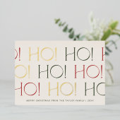 チャーリーレッドグリーンフォイルHo Ho Familyクリスマス 箔シーズンカード (立ち正面)