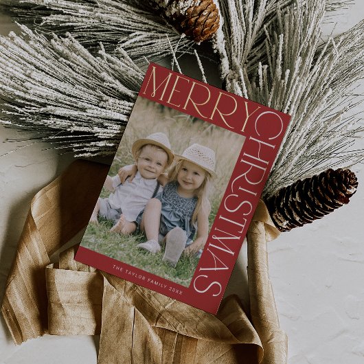 チャーリーレッドゴールドフォイルおもしろい写真メリークリスマス 箔シーズンカード