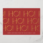 チャーリーレッドゴールドフォイルホホホホホホファミリークリスマス 箔シーズンカード (正面)