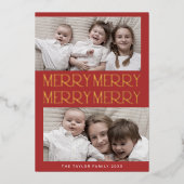 チャーリーレッドフォイル写真おもしろいメリーメリークリスマス 箔シーズンカード (正面)