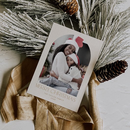 チャーリー金ゴールドアーチクリスマス写真おもしろいメリークリスマス シーズンカード