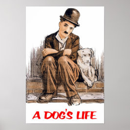 チャーリー・チャップリン 1918 クラシック映画「犬の生活」 ポスター