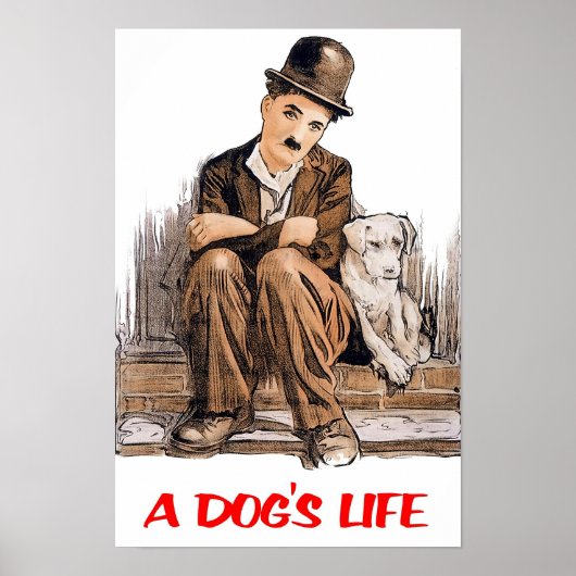 チャーリー・チャップリン 1918 クラシック映画「犬の生活」 ポスター (正面)
