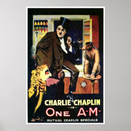 チャーリー・チャップリン One AM 1916 クラシック映画 ポスター
