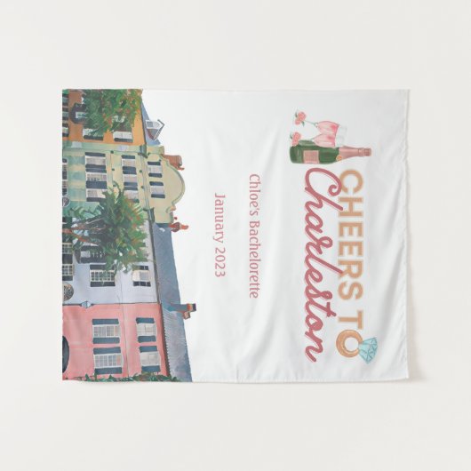 チャールストンにおめでとう バチェラー パーティー 背景 タペストリー (正面(横))